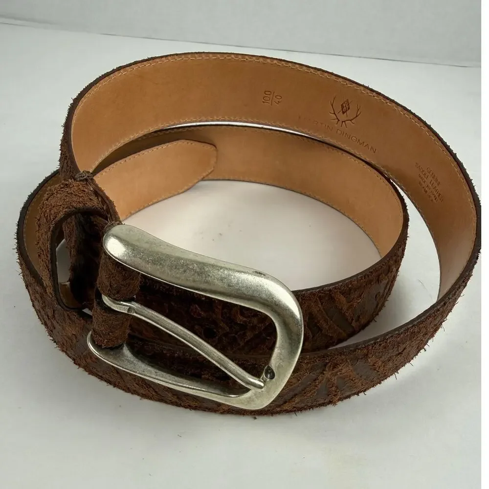 Stylish Martin Dingman Men's Brown Saddle Leather Belt - Size 100/40
